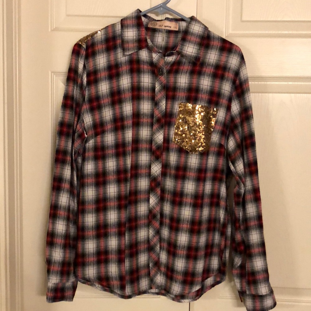 Sequin flannel shirt